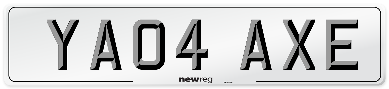 YA04 AXE Number Plate from New Reg